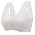 thumbnail image 1 of Plus Size Front Closure Bras for Old Women V Neck Wireless Bras Front Button Push Up Bra Seamless Bralettes with Wide Strap, 1 of 7