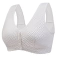 thumbnail image 1 of Plus Size Front Closure Bras for Old Women V Neck Wireless Bras Front Button Push Up Bra Seamless Bralettes with Wide Strap, 1 of 2