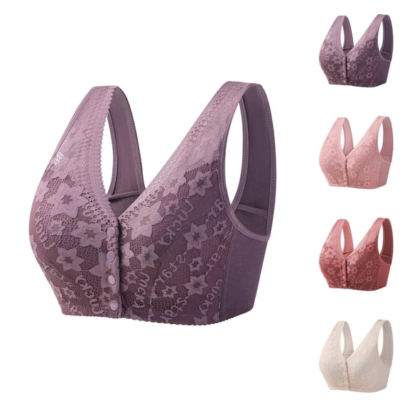 Plus Size Front Closure Bras for Women Wireless Seamless Bra Supportive Fit Comfortable Nursing Bra Wide Strap Full Coverage Underwear