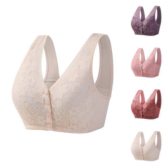 Plus Size Front Closure Bras for Women Wireless Seamless Bra Supportive Fit Comfortable Nursing Bra Wide Strap Full Coverage Underwear