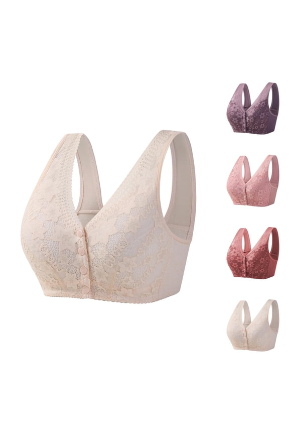 Plus Size Front Closure Bras for Women Wireless Seamless Bra Supportive Fit Comfortable Nursing Bra Wide Strap Full Coverage Underwear
