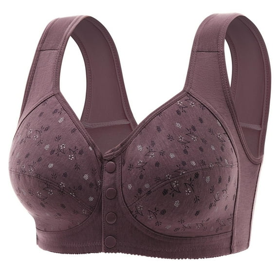 Plus Size Front Closure Bras for Women with Snap Comfy Supportive Full Coverage Push Up Everyday Bra for Senior