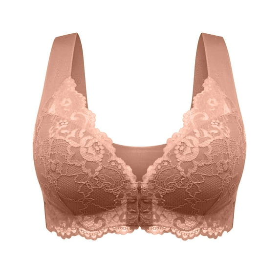 Plus Size Front Closure Lace Bra, Wire-, Seamless Back Design, Body Types, Especially Women