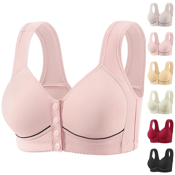 Plus Size Front Closure Nursing Bra For Mothers Wire Free Gathering Side Support For Underarm Flab Red 36