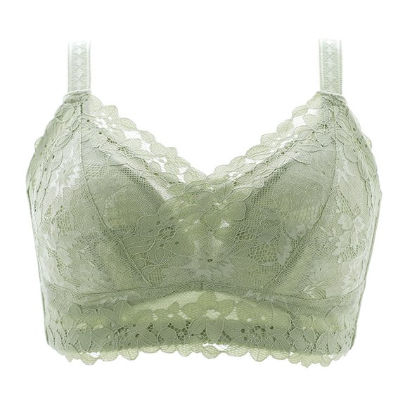 Plus Size Front-Closure Wireless Bra - Full Coverage Lift with Floral Lace Trim & Breathable Support for Everyday Elegance,Ladies Teen Girl Bralettes Lightweight Comfort