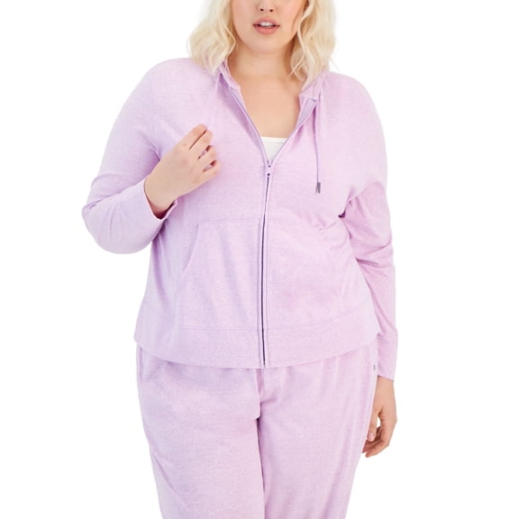 Plus Size Full-Zip Hooded Jacket Crocus Petal 2X