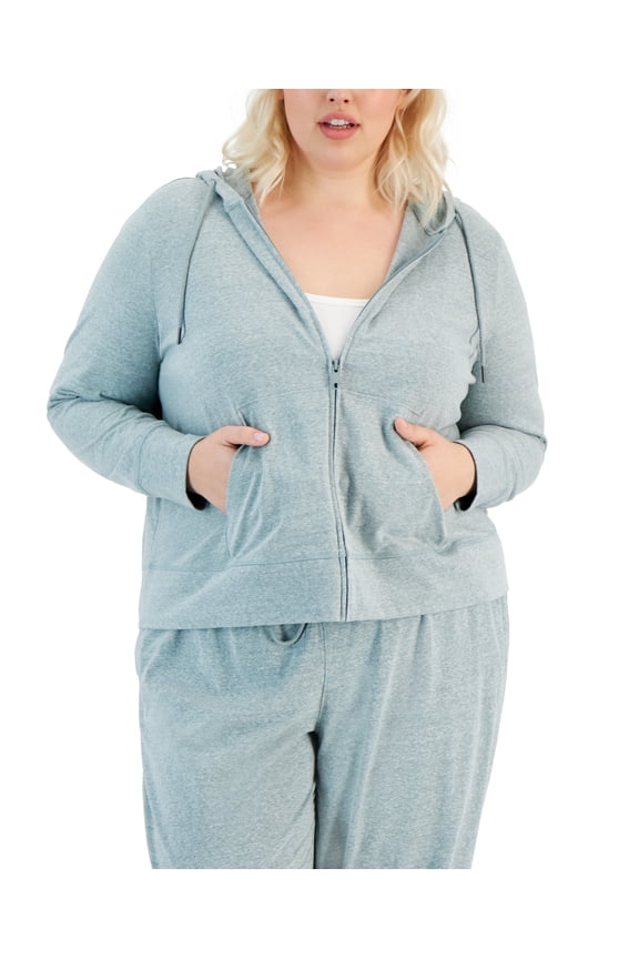 Plus Size Full-Zip Hooded Jacket Crushed Mint 3X