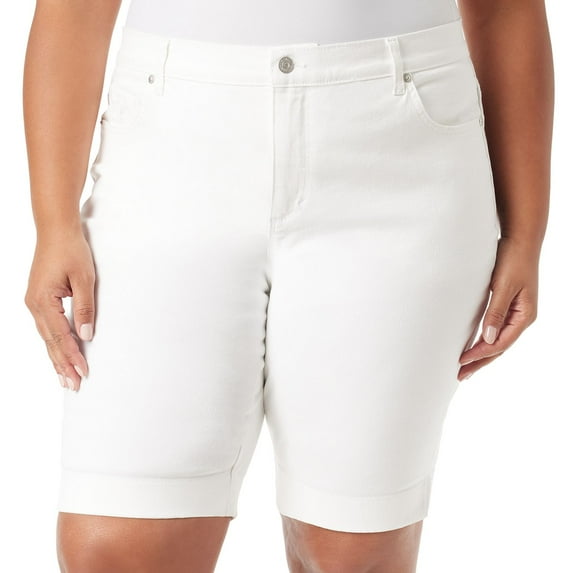 Plus Size Gloria Vanderbilt Amanda Bermuda Shorts Color: Vintage White Size: 24 W