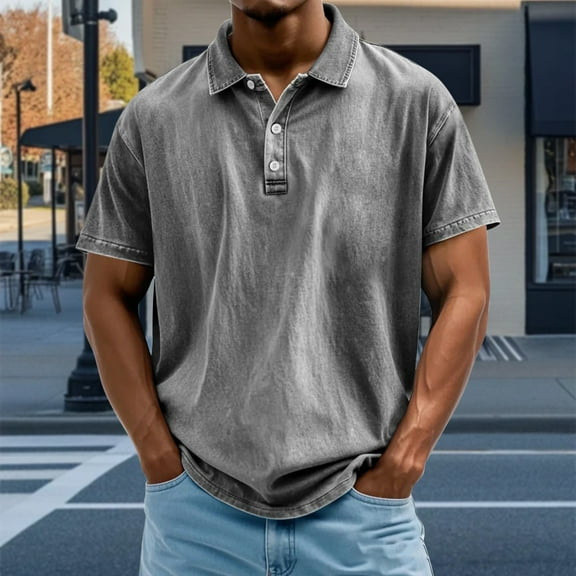 Plus Size Golf Shirts for Men Big & Tall S-5X Short Sleeve T-Shirts Mens Casual Solid Pullover Button Collared Going-Out Workout Tees Tops