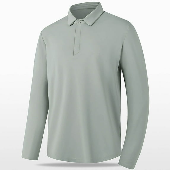 Plus Size Golf Shirts for Men Long Sleeve Button Collared Tshirts Shirt Big & Tall M-5X Casual Solid Stretchy Pullover Slim Breathable Workout Tops