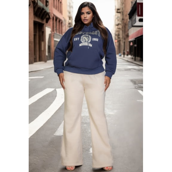 Plus Size Graphic Kangaroo Pocket Drawstring Hoodie