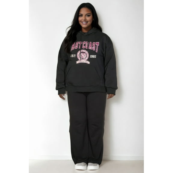 Plus Size Graphic Kangaroo Pocket Drawstring Hoodie