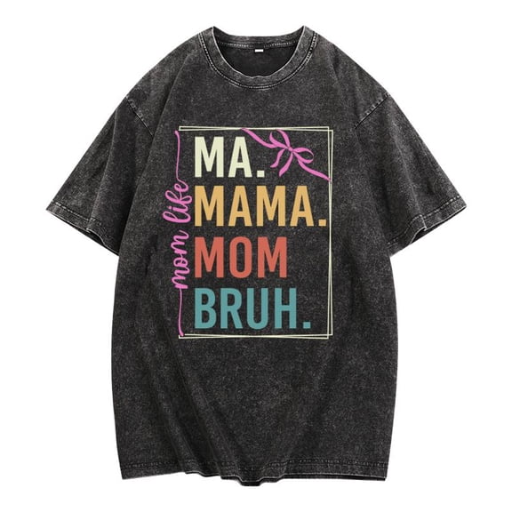 Plus Size Graphic Tee - Funny "MA. MAMA. MOM BRUH." Mom Humor T Shirt, Casual Printed Tops, Vintage Print Tees, Short Sleeve T-Shirts (Oversize S-5XL)