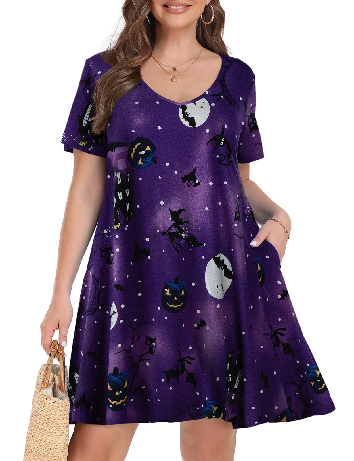 christmas plus size swing dress VISLILY Women's Plus Size Christmas Print Casual Swing T-Shirt Dress With  Pockets, Soft Rayon Spandex, Long Sleeve, For Holiday Parties