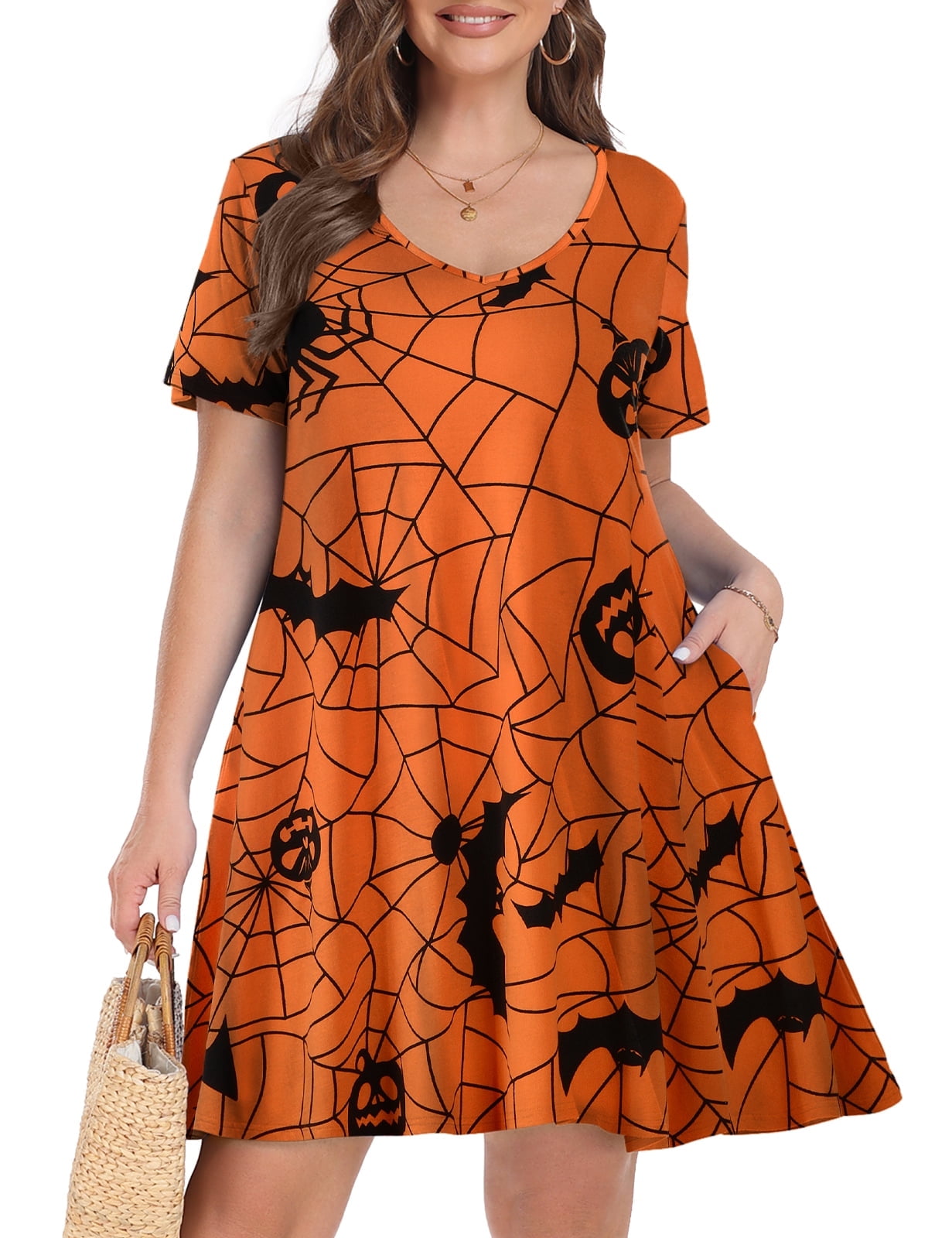 ZENNILO Plus Size Flowy T-Shirt Dress For Women – Casual Swing Tunic With Pockets, Flower Print, & Soft Stretch Fabric (Size Small) - View #7