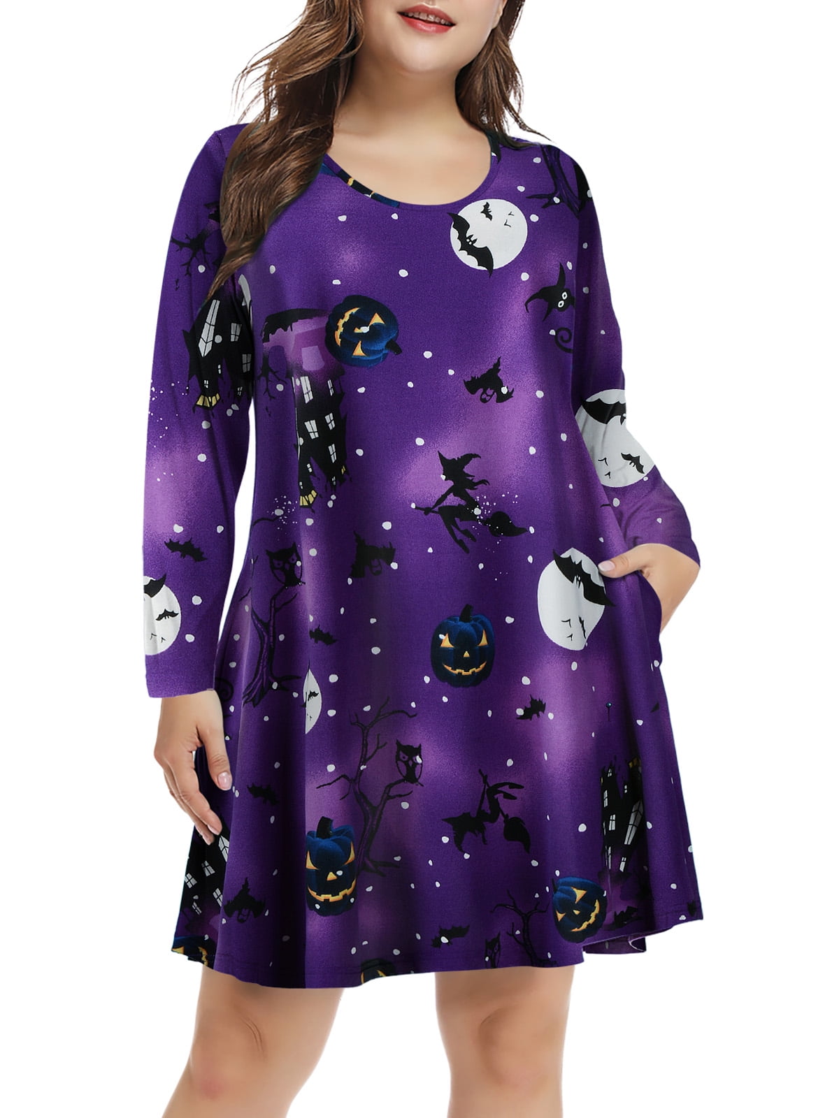Zpanxa Women's Plus Size Summer Dresses, Solid Lapel Single