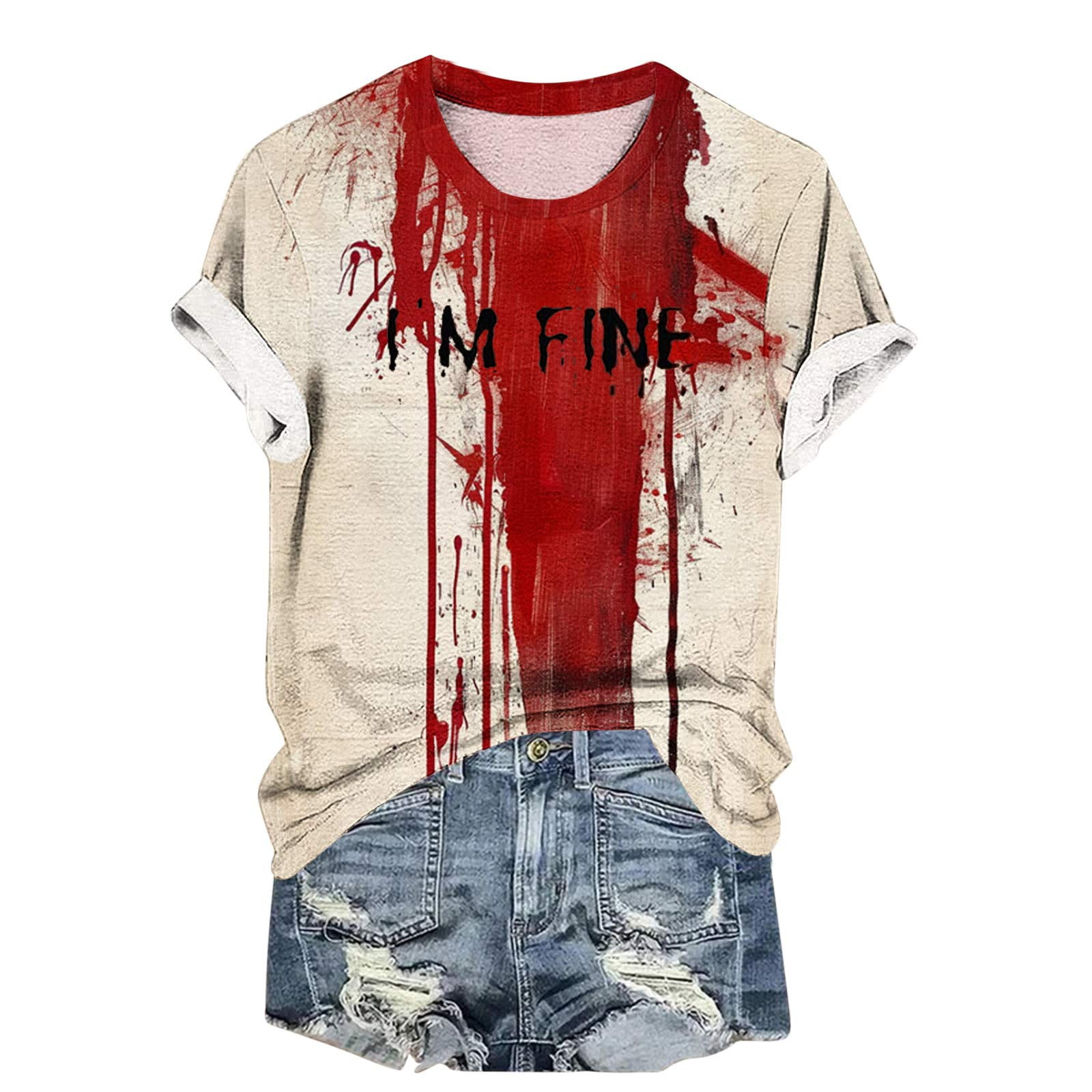 Plus Size Halloween V Neck Shirts for Women Couples Halloween Costumes