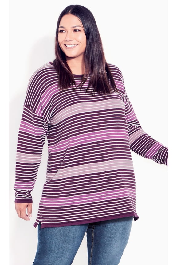 Plus Size Hannah Stripe Sweater Lilac Comb 20W