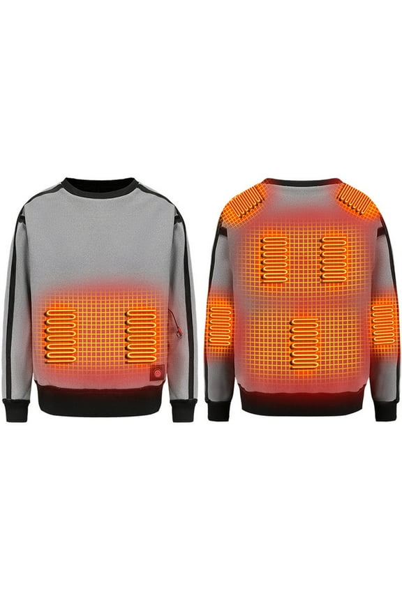 Plus Size Heated Jackets for Men Adult Fashion Plush Heating Loose Long Sleeve Blouse Thickening Sweatershirt Casual Tops Coat