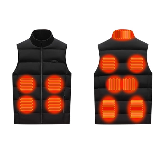 Plus Size Heated Jackets for Men Fashion Women Sleeveless V-neck Casual Outwear Tops T-Shirt Button Coat Zipper Blouse