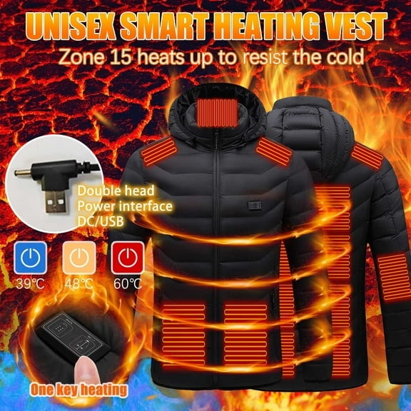 Plus Size Heated Jackets for Men Outdoor Warm Clothing Heated For Riding Skiing Fishing Charging Via Heated Coat