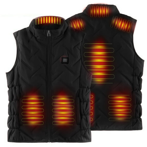 Plus Size Heated Jackets for Men Outdoor Warm Clothing Solid Color USB Charging Vest Stand-Up Collar Tank Tops
