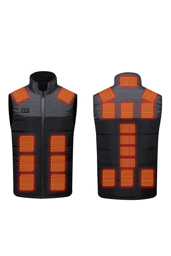 Plus Size Heated Jackets for Men Unisex Casual Patchwork Zipper Four Control 21 Areas Heat Heating Vest USB Charging Vest