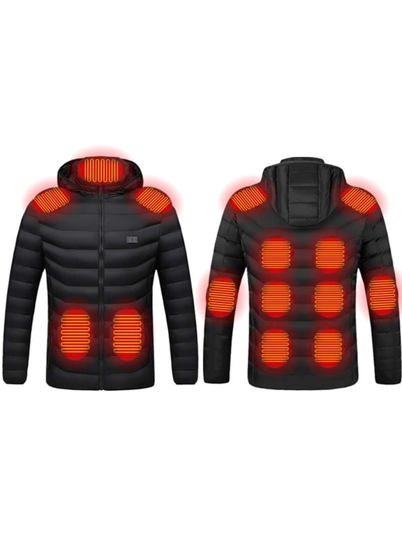 Plus Size Heated Jackets for Men Unisex Casual Zipper Double Control 15 Areas Heat Heating USB Charging Jackets