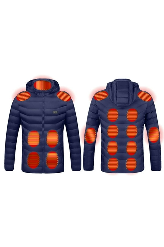 Plus Size Heated Jackets for Men Unisex Casual Zipper Double Control 15 Areas Heat Heating USB Charging Jackets