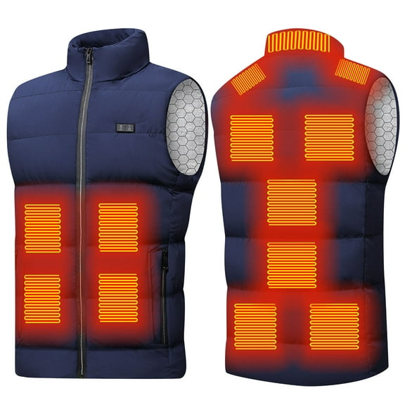 Plus Size Heated Jackets for Men Unisex Casual Zipper Dual Control Thirteen Area Solid Heat Heating Vest USB Charging