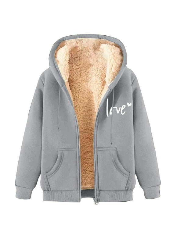 Plus Size Heavyweight Lined Hooded Open Front Winter Jacket For Women With Pockets Warm Outerwear Coats Light Gray 5X-Large