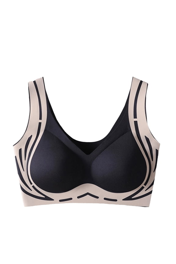 Plus Size High-Impact Sports Bra – Steel-Free Seamless Construction with Double-Layer Fixing Cups & Breathable Mesh,Black 34