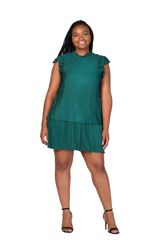 Plus Size High Neck Ruffle Tiered Mini Dress