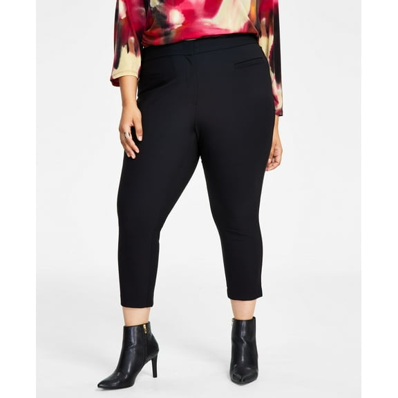 Plus Size High-Rise Cropped Pants Black 14W
