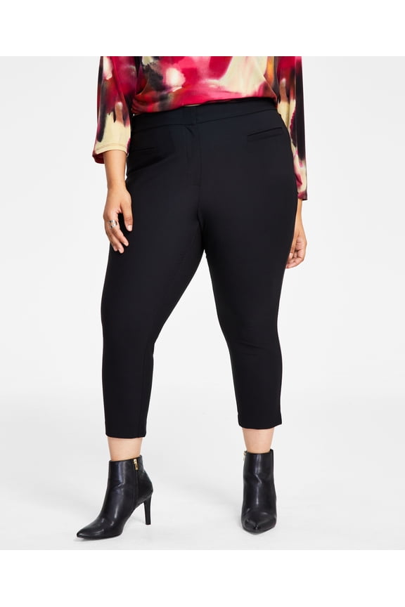 Plus Size High-Rise Cropped Pants Black 18W