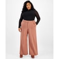thumbnail image 1 of Plus Size High-Rise Wide-Leg Pont?-Knit Pants Clove Spice 2X, 1 of 1