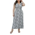 thumbnail image 1 of Plus Size High Waist Dresses for Curvy Women Party Casual Smocked Maxi Dresses Summer Sleeveless Ladies Long Dresses Black, 5XL, 1 of 7