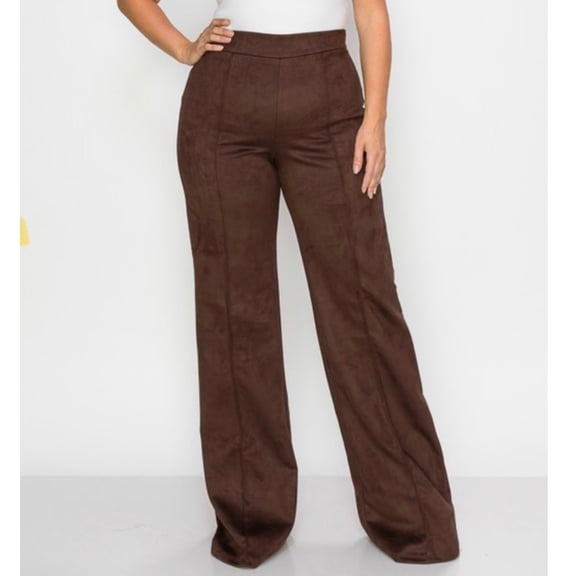 Plus Size High Waisted Faux Suede Pant