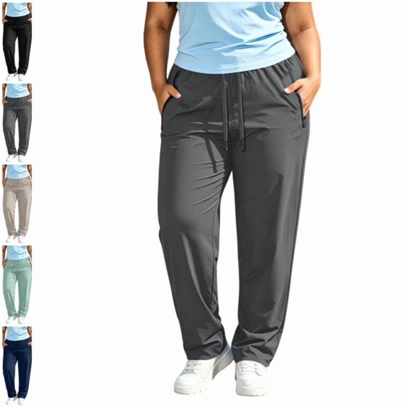 Plus Size Hiking Pants Women Lightweight Athletic Joggers Stretch Active Pants with Zipper Pockets Dark Gray 3XL
