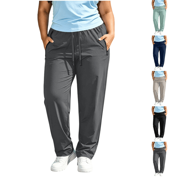 Plus Size Hiking Pants Women Lightweight Waterproof Athletic Joggers Stretch Active Pants with Zipper Pockets