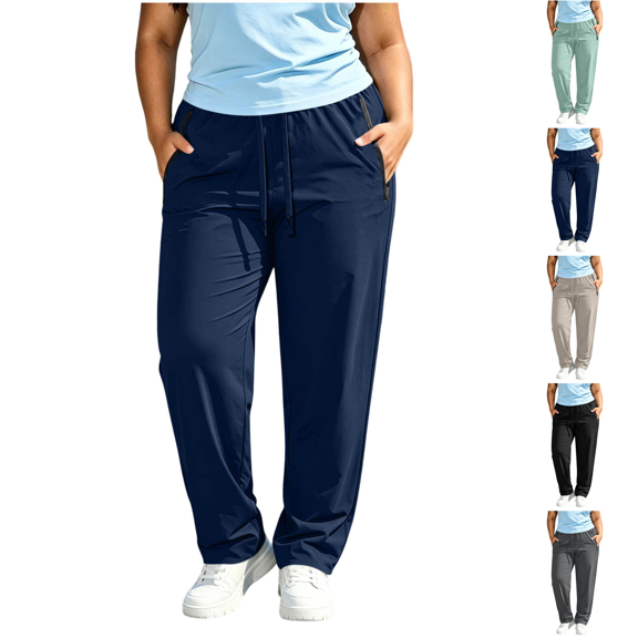 Plus Size Hiking Pants Women Lightweight Waterproof Athletic Joggers Stretch Active Pants with Zipper Pockets