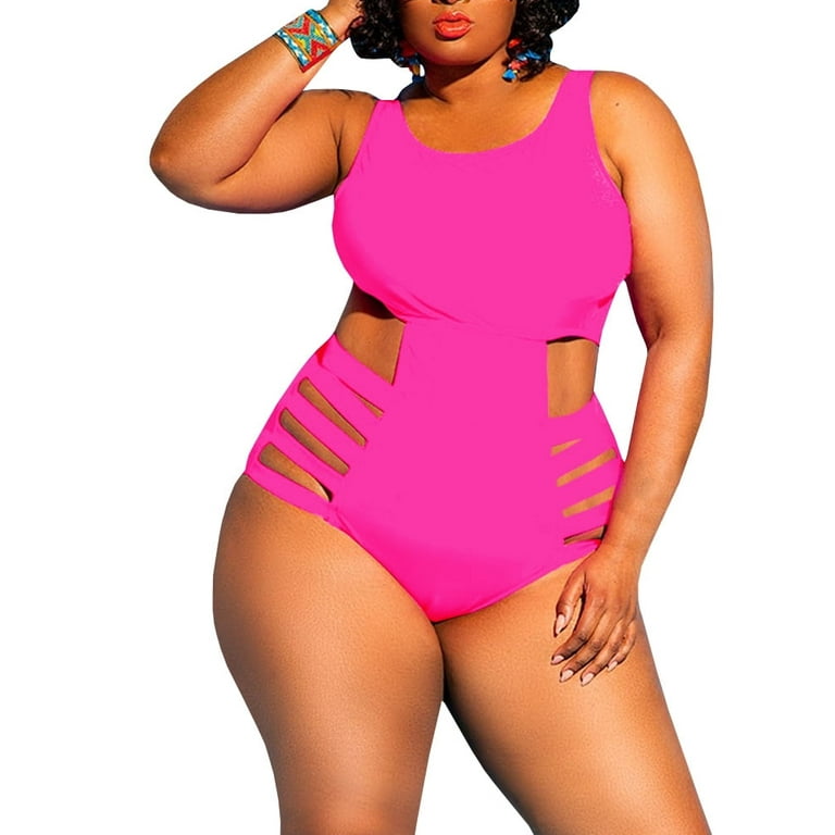 Plus Size Hollow-up Women Slim One Piece Swimsuit