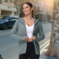 thumbnail image 1 of Plus Size Hooded Coat for Women Lightweight Casual Wear Spring Summer Fall Outerwear with Pockets Comfortable Loose Fit Long Sleeve Jacket 2 Way Zipper Winter Coats plus Size Winter Coats for, 1 of 8