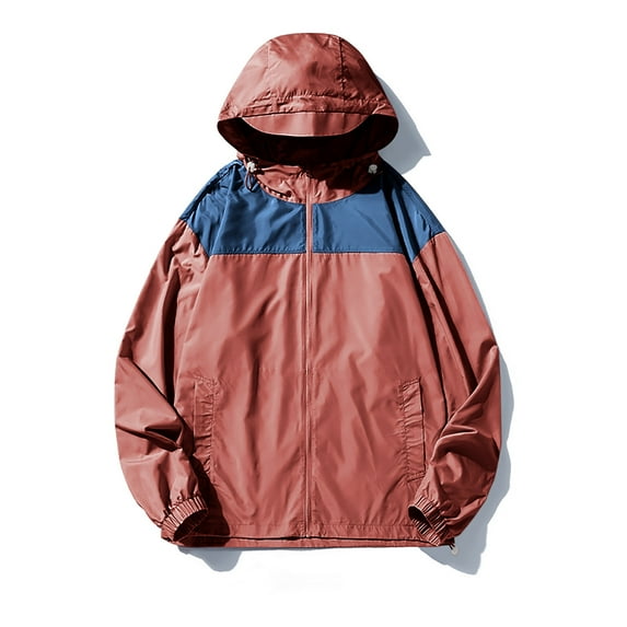 Plus Size Hooded Sweat Coat for Women Long Sleeve Zipper Jackets with Pockets Color Block Outdoor Outerweat