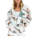 thumbnail image 1 of Plus Size Hooded Sweatshirt for Women Long Sleeve Printing Outerwear Casual Zipper Coat with Pockets, 1 of 4
