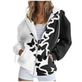 thumbnail image 1 of Plus Size Hooded Sweatshirt for Women Long Sleeve Printing Outerwear Casual Zipper Coat with Pockets, 1 of 7