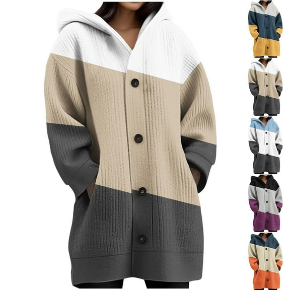 Plus Size Hoodie for Womens Pullover Fashion Daily Printed Long Sleeved Knitted Cardigan Button Up Hooded Jacket Top