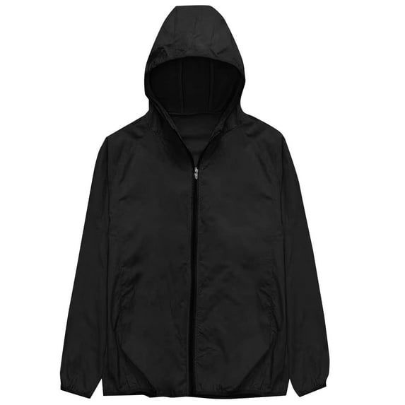 Plus Size Hoodies for Men Casual Lightweight Zip Up Sportswear Solid Color Hiking Travel Jackets, Black, 4XL