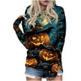 thumbnail image 1 of Plus Size Hoodies for Women 2025 Fall Winter Halloween Tops Pumpkin Graphic Sweatshirts Long Sleeve Pullover Blouse,Brown,2XL, 1 of 5
