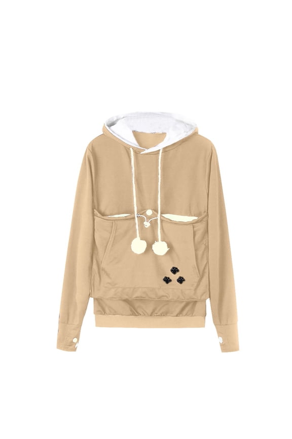 Plus Size Hoodies for Women Casual Pet Dog Cat Holder Carrier Coat Pouch Large Pocket Hoodie Tops